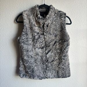 Vintage 90s Forever 21 Cabincore Mob Wife Gray Soft Faux Fur Zip Up Vest XS/S